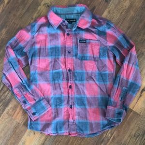Boys Long Sleeve Button Down Red and Blue Shirt